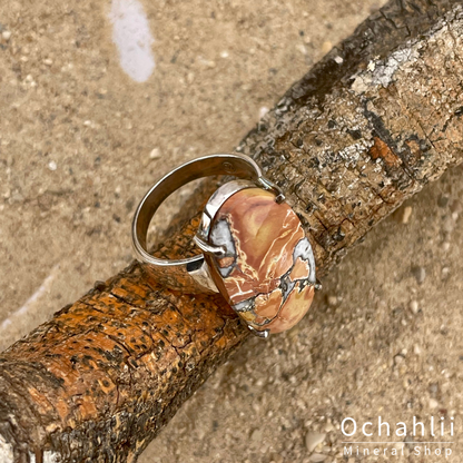 Malingano Jasper silver ring size 60