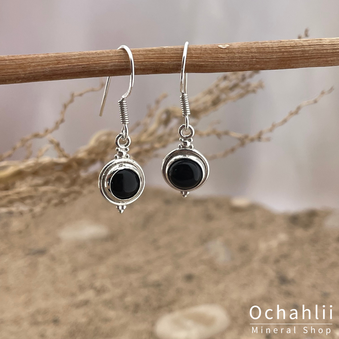 Onyx silver earrings