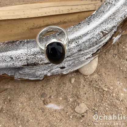 Onyx silver ring size 53