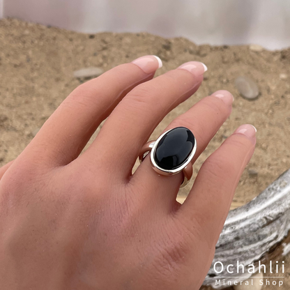 Onyx Silberring Größe 53