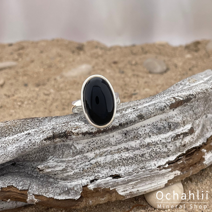 Onyx silver ring size 53