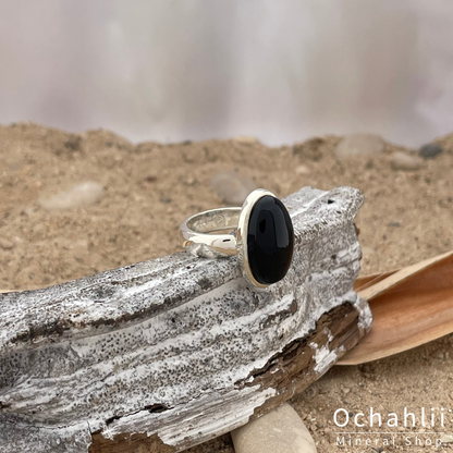 Onyx silver ring size 53