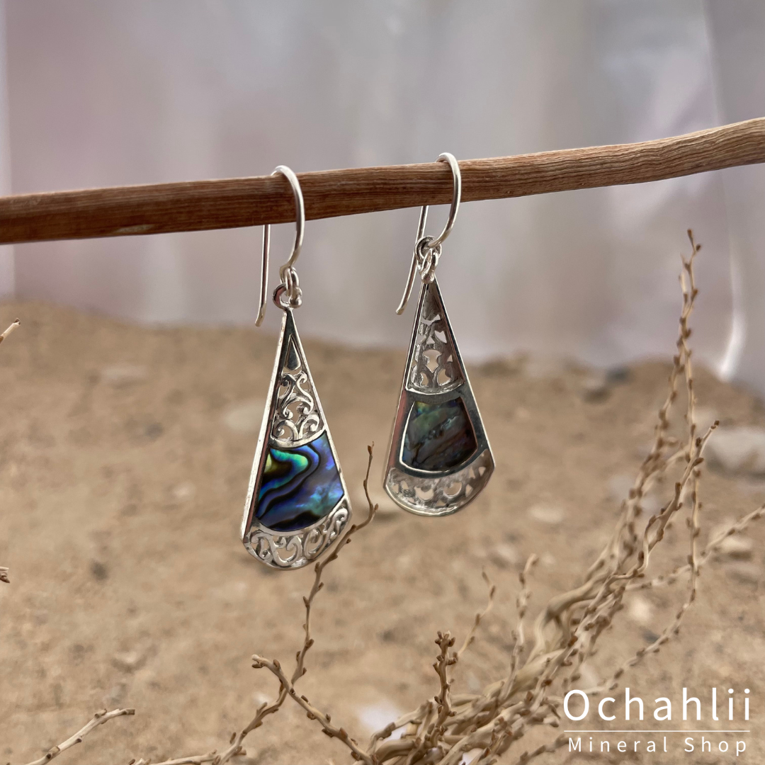 Paua silver earrings