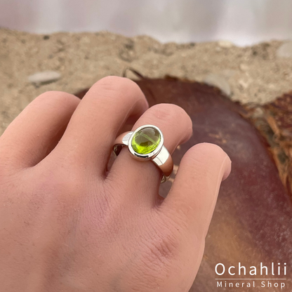 Bague péridot en argent taille 60