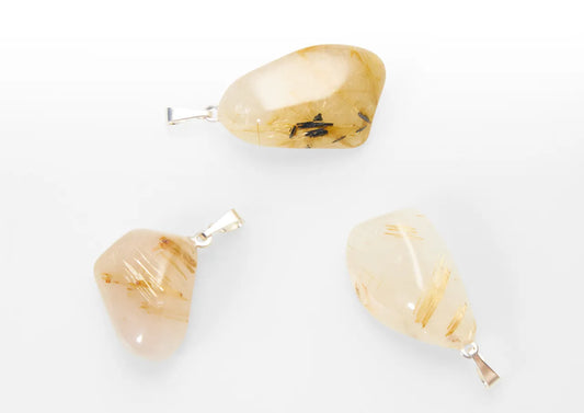 Tumbled stone pendant Rutilated quartz