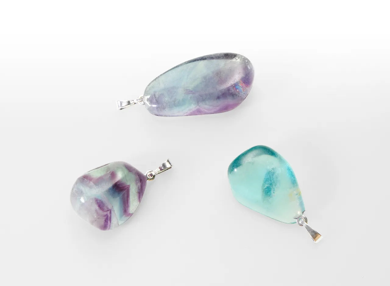 Fluorite tumbled stone pendant