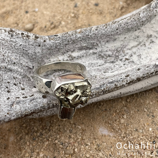 Bague en argent pyrite taille 55