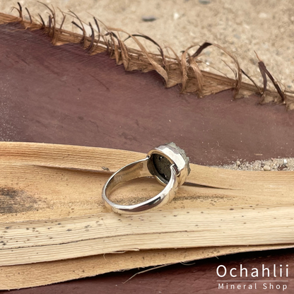 Pyrite silver ring size 57