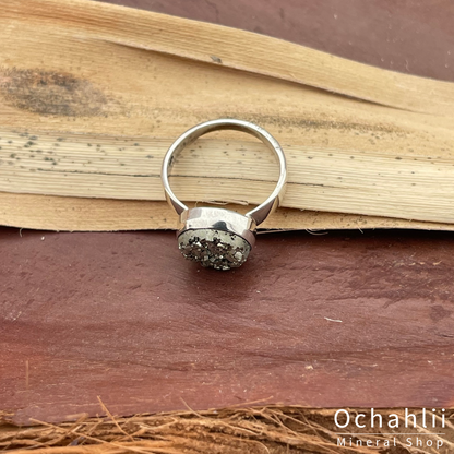 Pyrite silver ring size 57