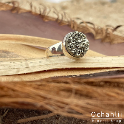 Pyrite silver ring size 57