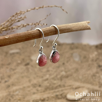 Rhodochrosite silver earring