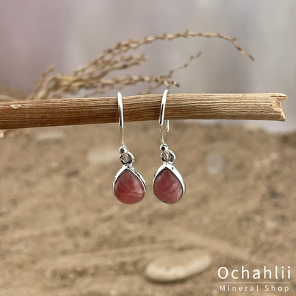 Rhodochrosite silver earring