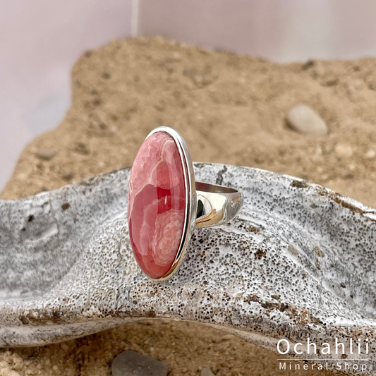 Rhodochrosiet  zilveren ring maat 55