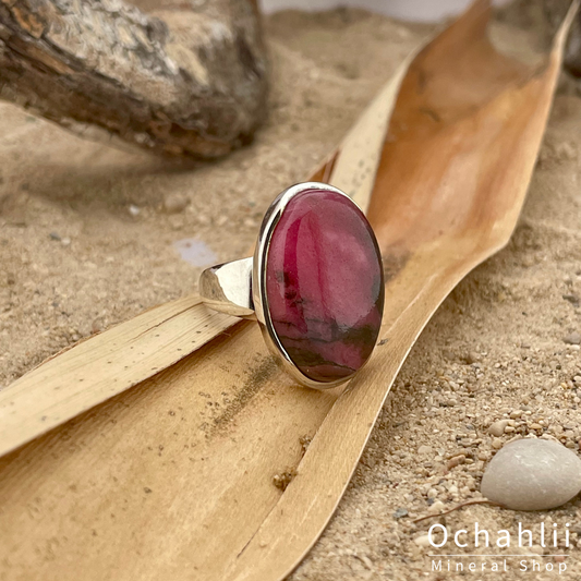 Bague en argent rhodonite taille 55