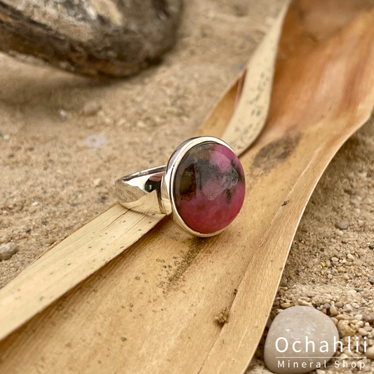 Bague en argent rhodonite taille 54