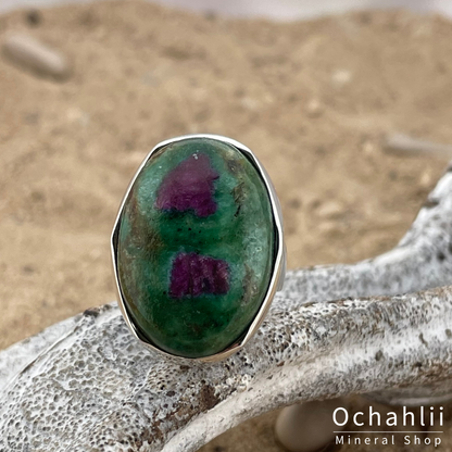 Bague en argent Rubis Fuchsite taille 54