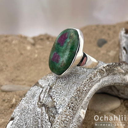 Bague en argent Rubis Fuchsite taille 54