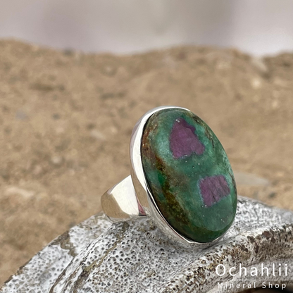 Bague en argent Rubis Fuchsite taille 54