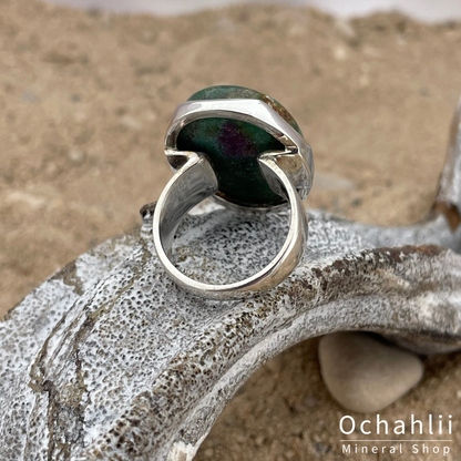 Bague en argent Rubis Fuchsite taille 54