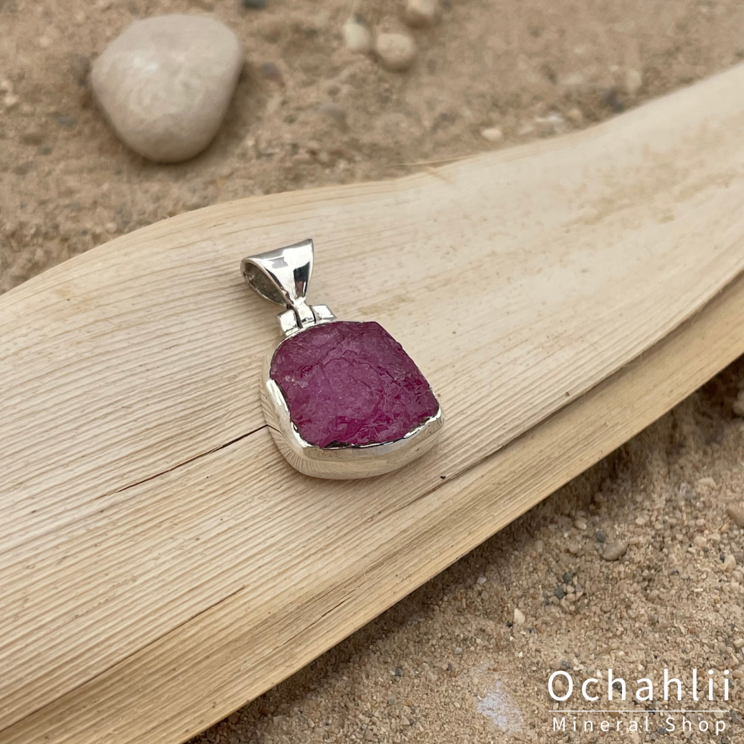 Ruby silver pendant