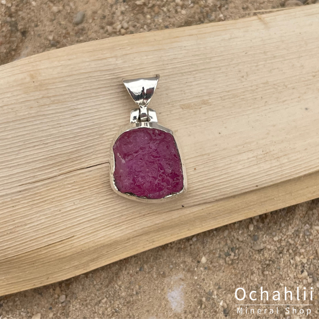 Ruby silver pendant