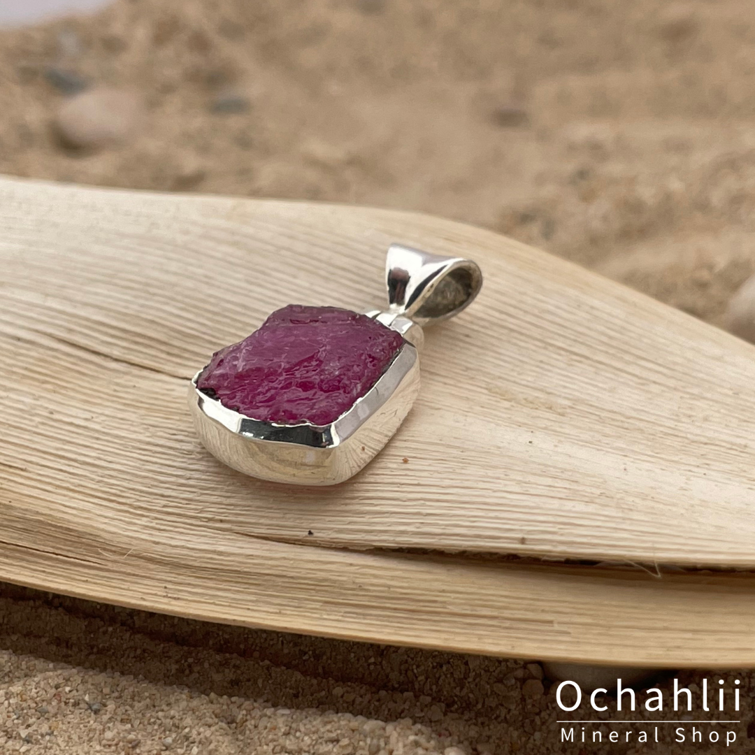 Ruby silver pendant