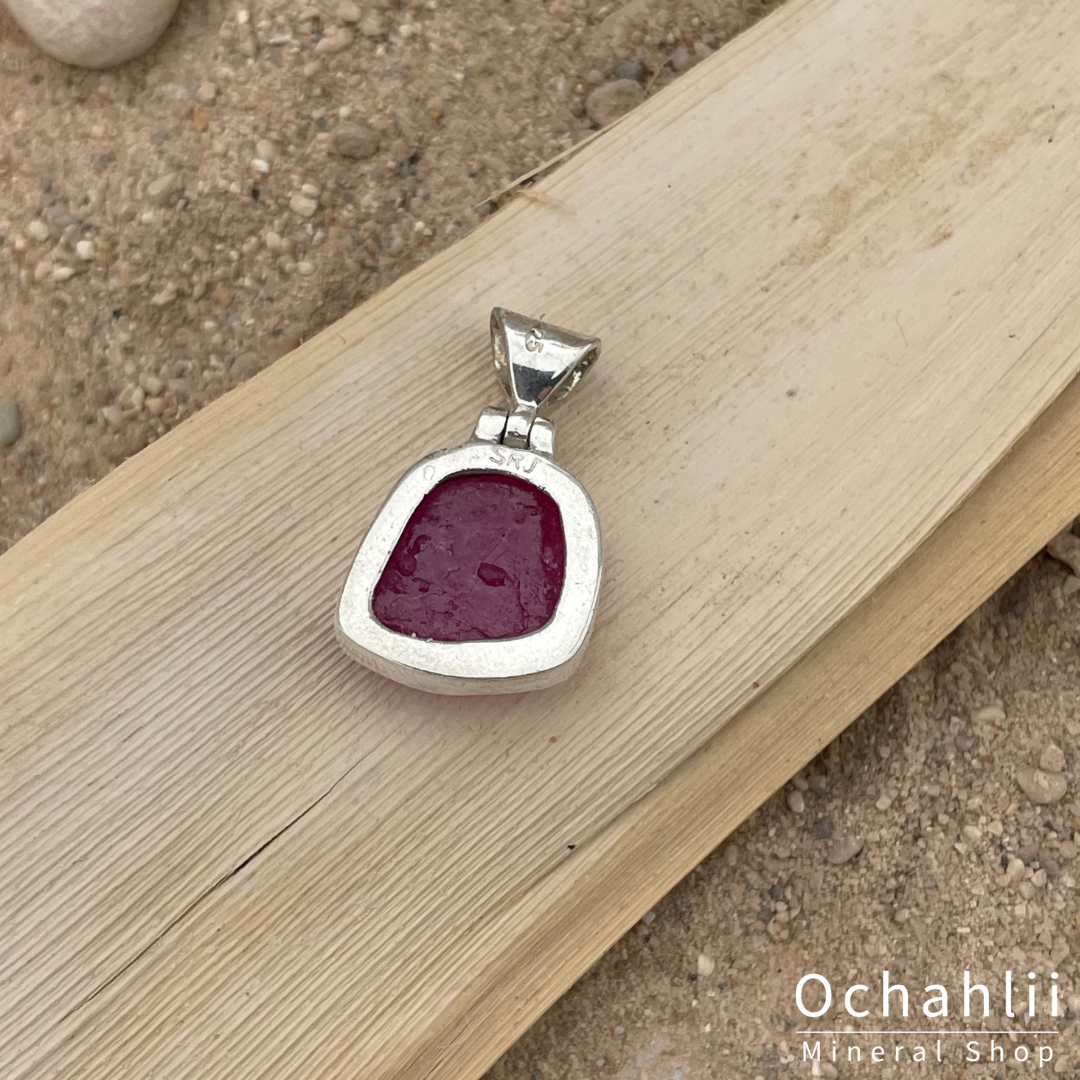 Ruby silver pendant