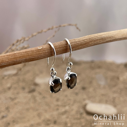 Boucle d'oreille argent quartz fumé