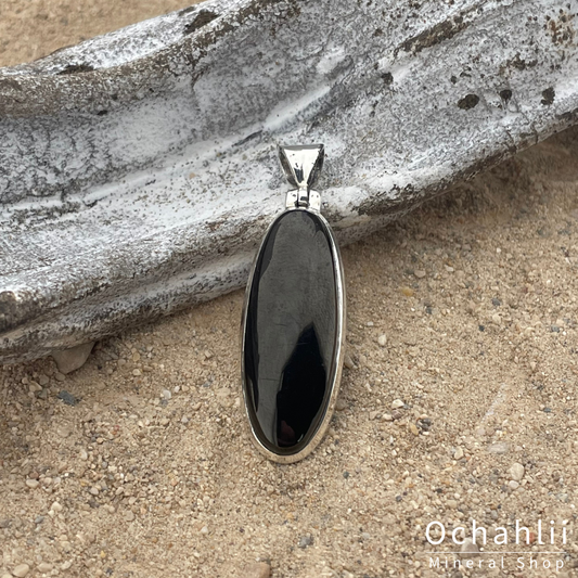 Moss agate silver pendant