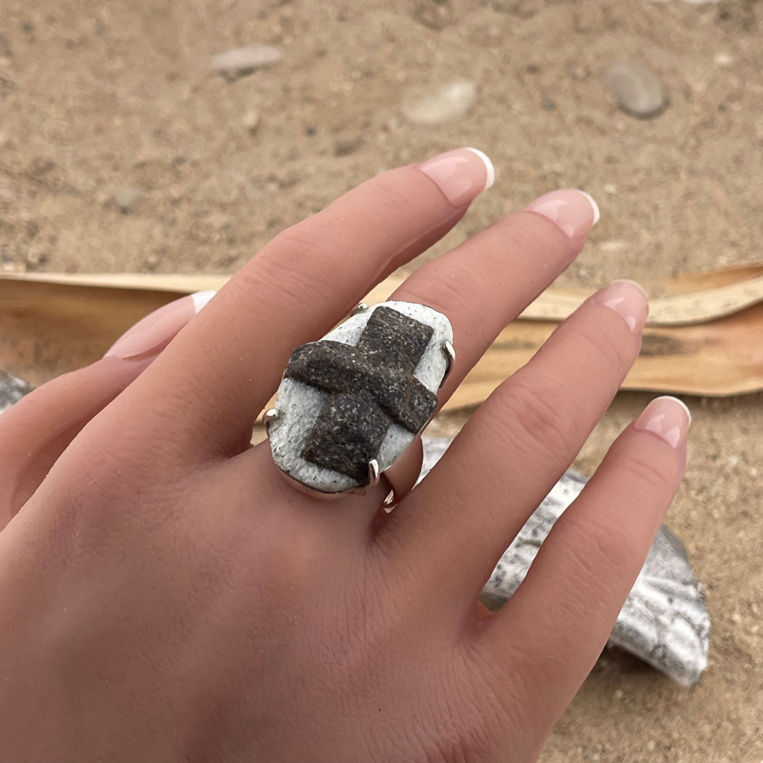 Bague en argent staurolite taille 62 