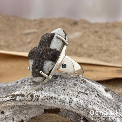 Staurolite silver ring size 62 