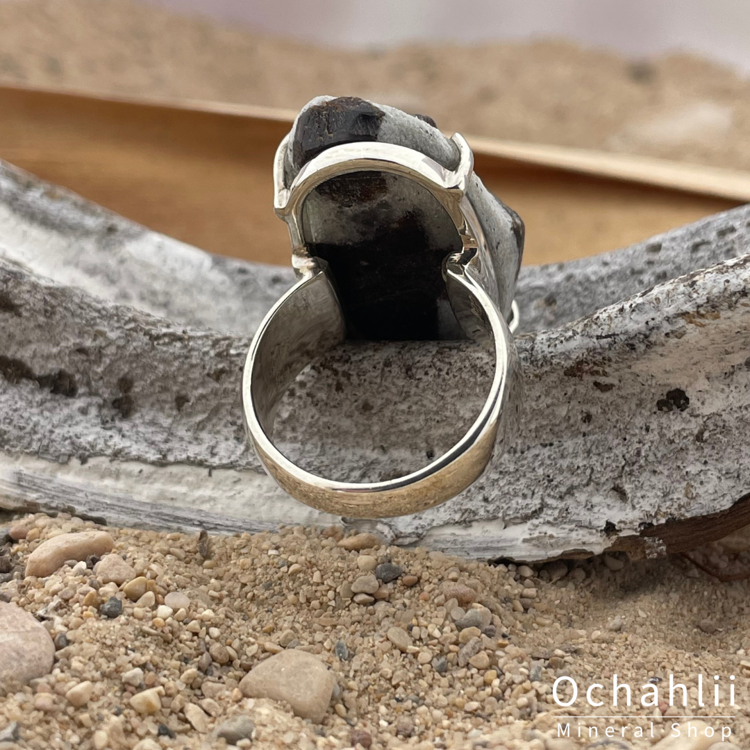 Staurolite silver ring size 62 