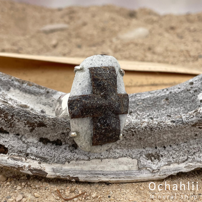 Staurolite silver ring size 62 