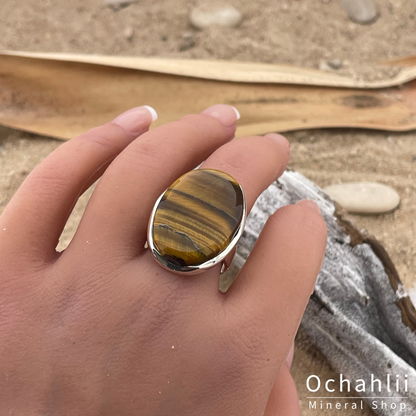 Tiger eye silver ring size 56 