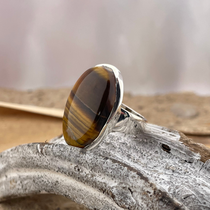 Tiger eye silver ring size 56 