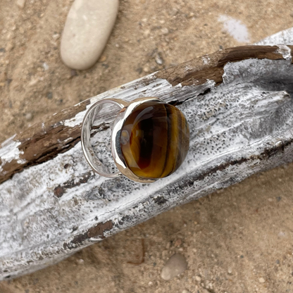 Tiger eye silver ring size 56 