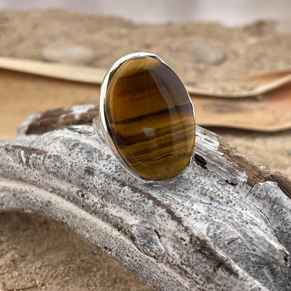 Tiger eye silver ring size 56 