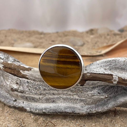 Tiger eye silver ring size 56 