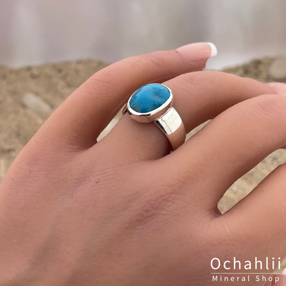 Bague en argent La Belle au Bois Dormant Turquoise taille 55 