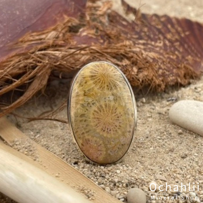 Bague en argent Corail Pétrifié taille 59 