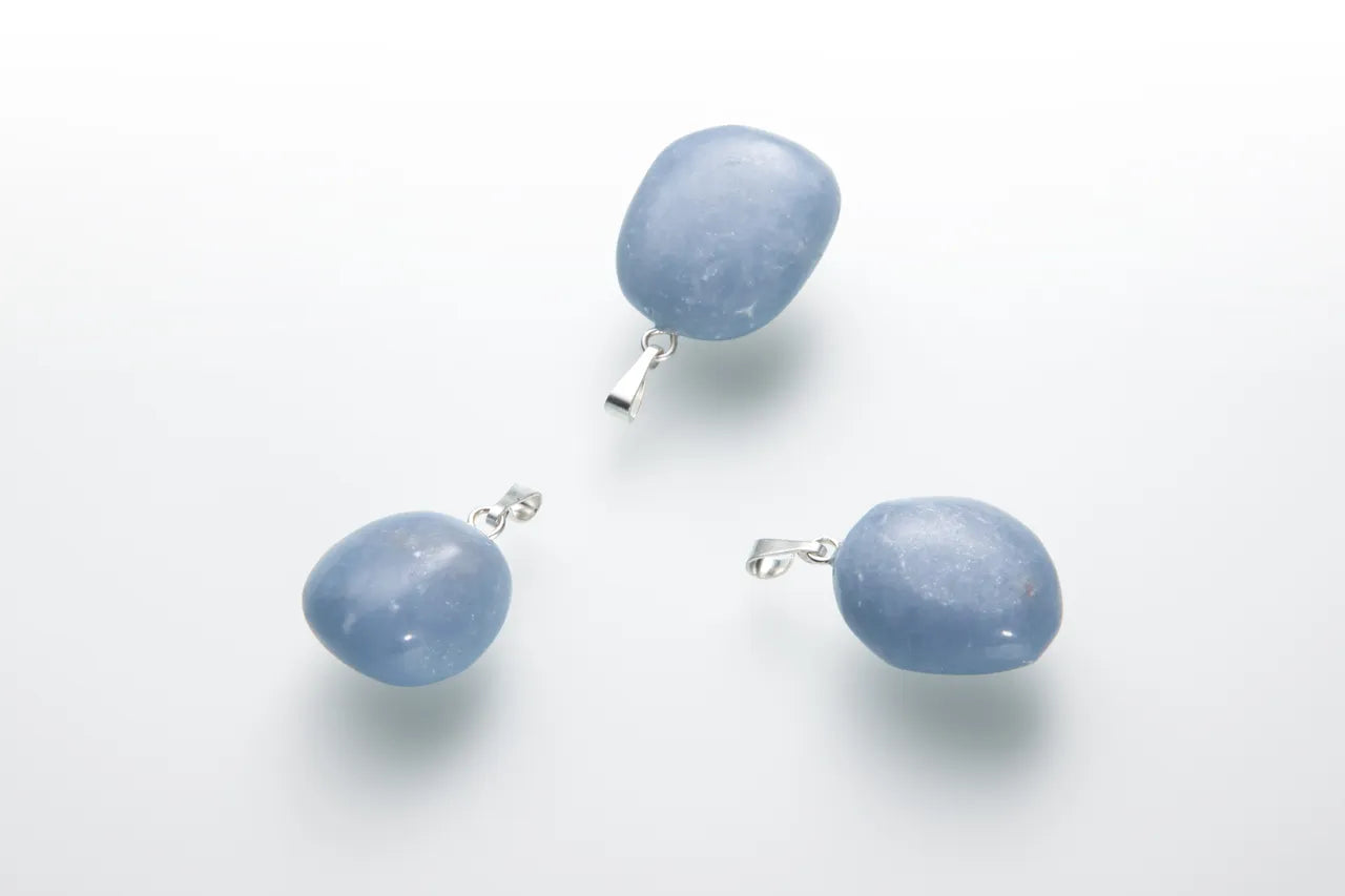 Angelite tumbled stone pendant