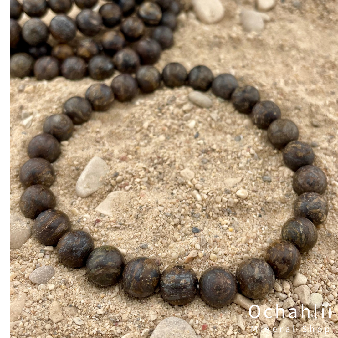 Bronzite ball bracelet 8mm matt "Decisiveness"