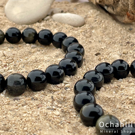 Bracelet or obsidienne 10mm