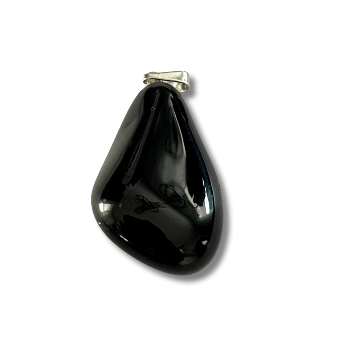 Trommelsteinhänger Obsidian schwarz