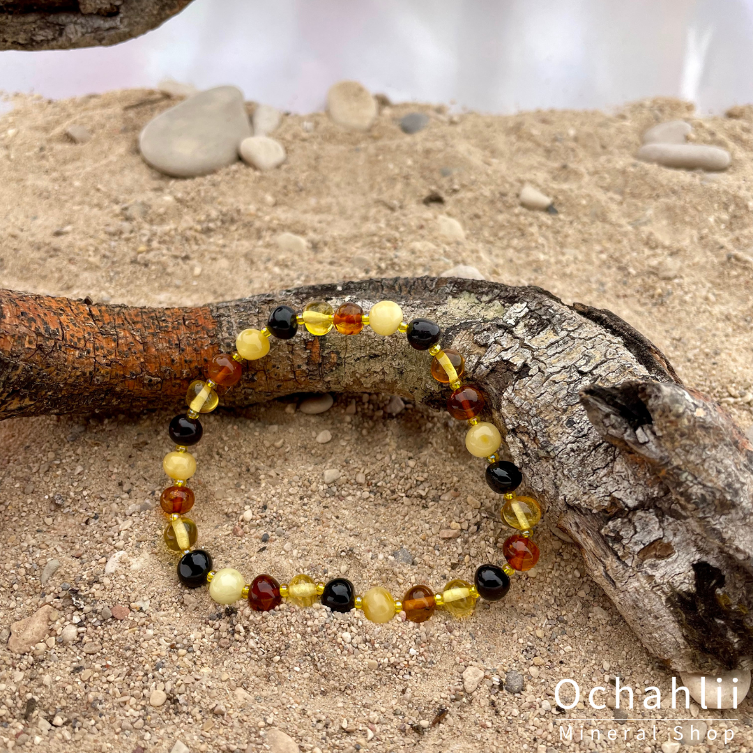 Amber ball bracelet 7 mm "Vitality"