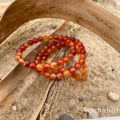 Carnelian ball bracelet 8mm "Creativity"