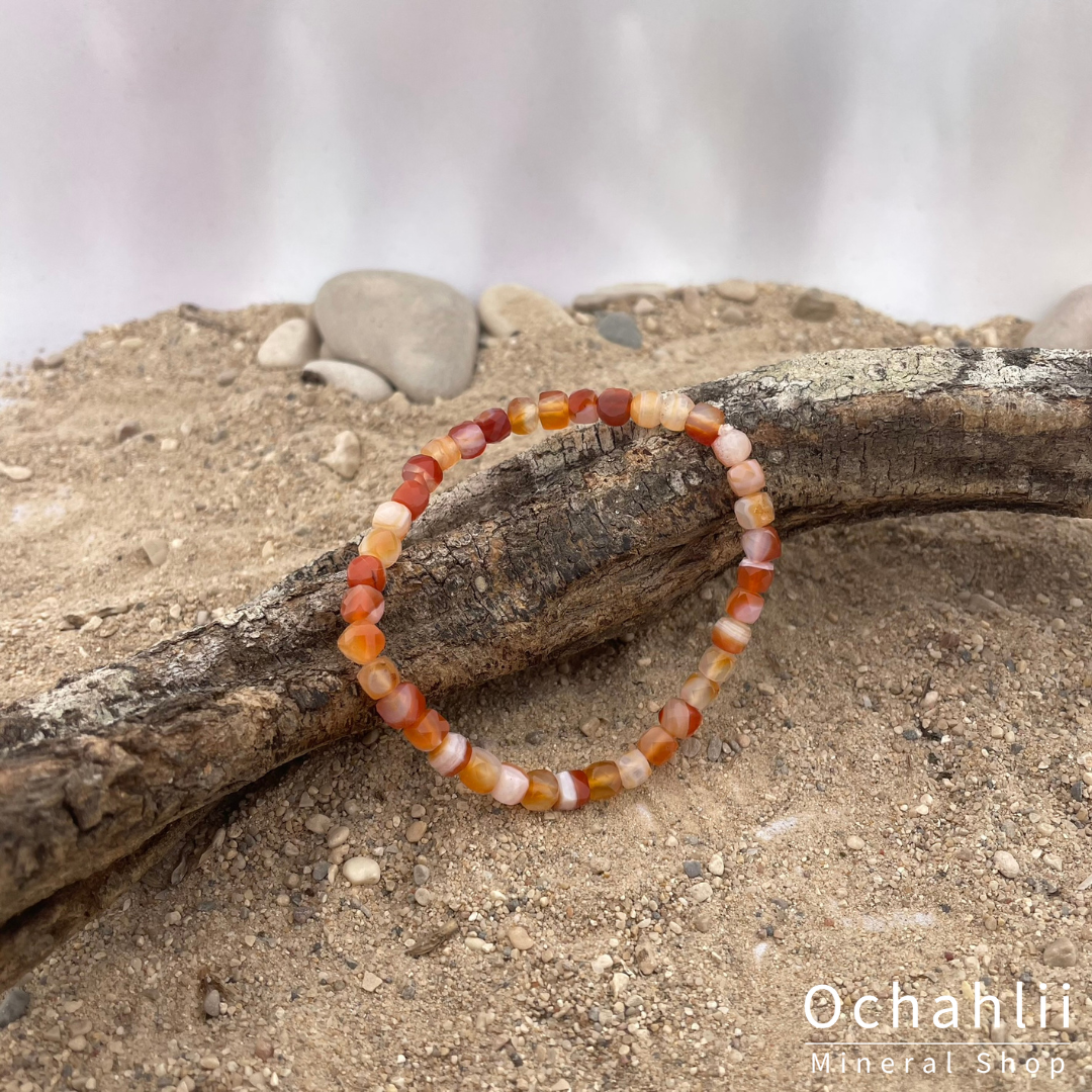 Carnelian agate bracelet facet 6mm