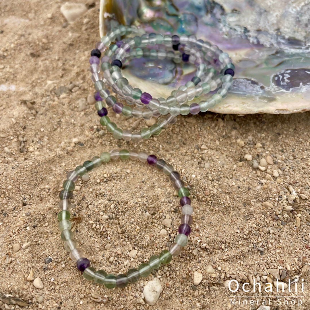 Bracelet fluorite vert-violet 4mm