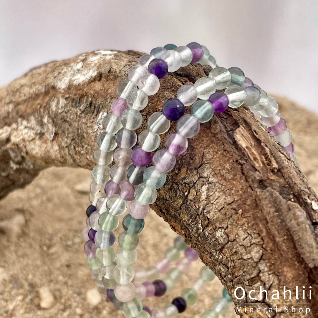 Bracelet fluorite vert-violet 4mm