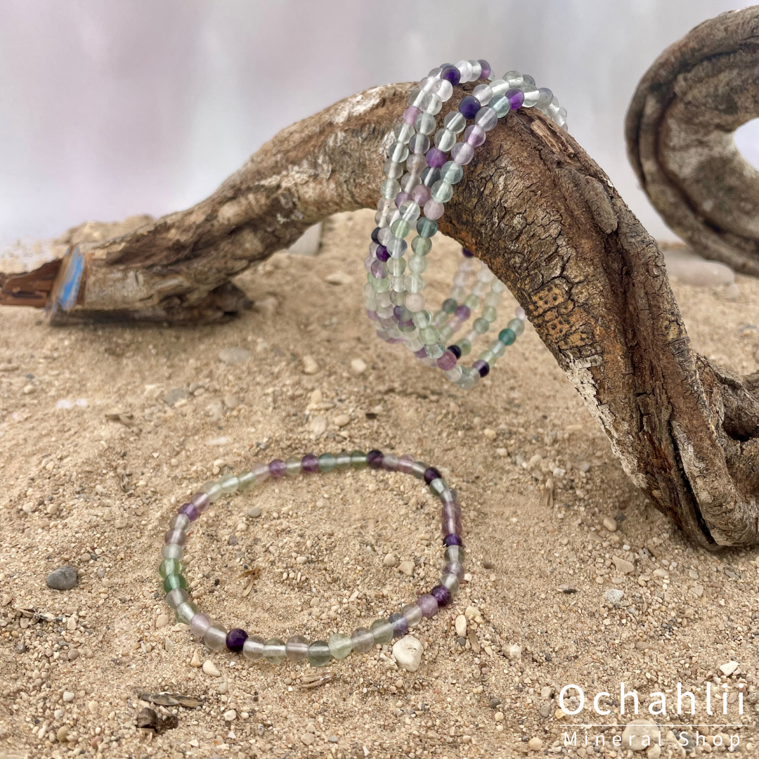 Bracelet fluorite vert-violet 4mm